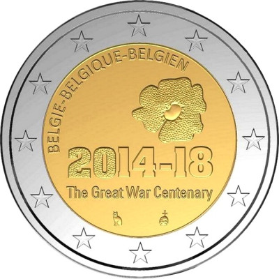 Монета 2 евро 2014 Бельгия "100 лет с начала Первой Мировой войны"